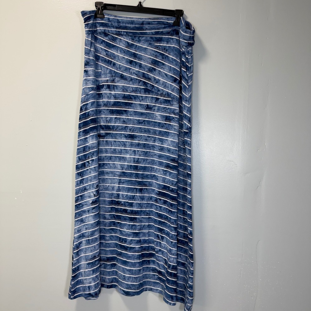 Live and Let Live Blue Tie Dye Striped Pull On Maxi Skirt Petite XL PXL Boho